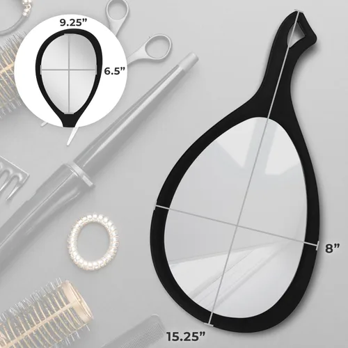 Miniatura 5 de Zadro Espejo de mano grande con asa, espejos de salón para estilistas, espejo de mano grande para maquillaje, para colgar en la pared