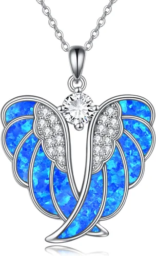 YFN Collar de alas de ángel de plata de ley 925 con colgante de alas de ángel guardián collar de piedra natal para mujeres y niñas joyería de Navidad