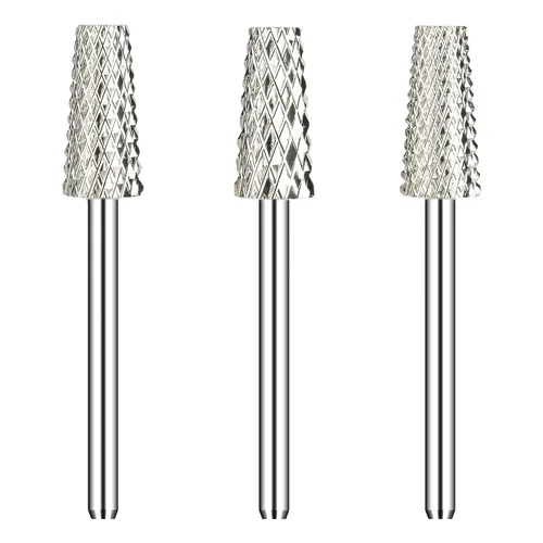 Miniatura 10 de 3 piezas de brocas de carburo 5 en 1 para uñas - Rotación bidireccional para zurdos y diestros - XF, F, M 3/32 pulgadas - Brocas para taladro