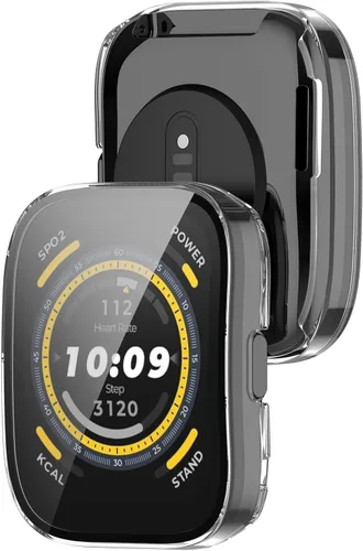Miniatura 5 de Protector de pantalla diseñado para Amazfit Bip 5 con película de vidrio templado, parachoques de policarbonato duro, cubierta completa, accesorios