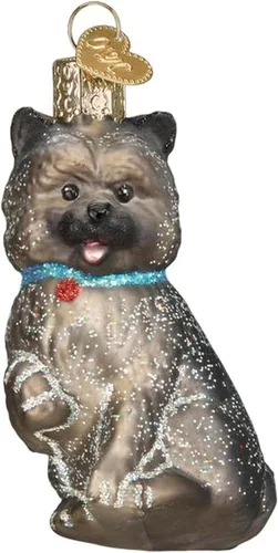Old World Christmas Adorno de cristal soplado King Charles Spaniel en blanco y negro para árbol de Navidad, decoración navideña hecha a mano,