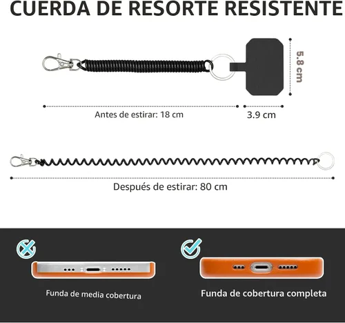 Miniatura 6 de HOTEMIA Cordón de seguridad antirrobo para teléfono con mosquetón - Accesorio exterior anticaídas para esquí, senderismo, ciclismo, pesca y escalada