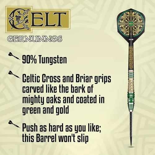 Miniatura 4 de Shot! Dardos de punta de acero, celt cernunnos (0.78 oz/0.81 oz/0.85 oz), 90% barril de tungsteno, peso frontal, juego de dardos profesionales