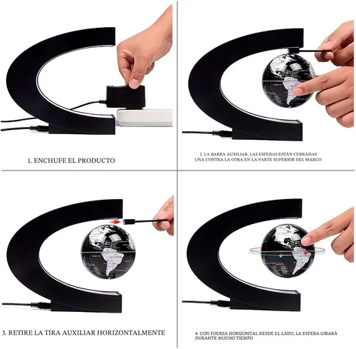 Miniatura 9 de Magnetic Levitation Floating Rotating World Globe with LED Frame Lights, C Shape Levitating Globe, Touch Switch Night Light, Cool Tech Gifts for Men
