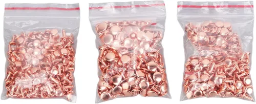 Miniatura 9 de 300 juegos de remaches de cuero, remaches de doble tapa de oro rosa, botón de metal redondo, tachuelas tubulares de metal, remaches para bolsos