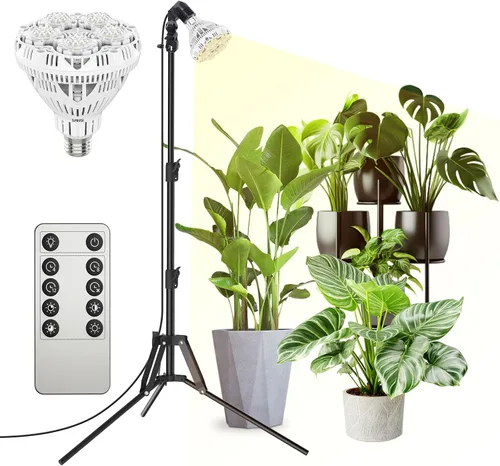 Miniatura 10 de SANSI Luces de cultivo para plantas de interior, luces regulables de 30 W para cultivo en interiores, 3 cabezales de 35 a 65 pulgadas, soporte