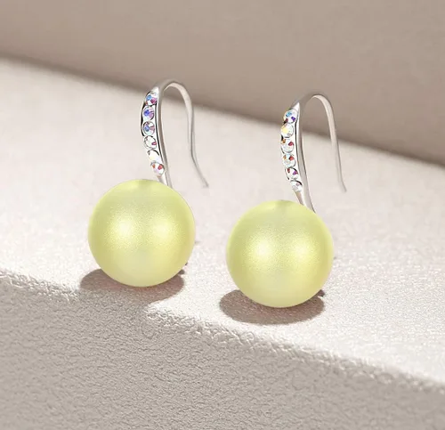 Miniatura 2 de Aretes colgantes hechos con perlas de cristal de Swarovski, regalos para mujer, multicolor, tono plateado