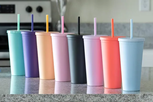 Miniatura 8 de Vasos con tapas de 22 oz de acrílico de color para llevar de viaje, tazas de viaje con tapas y pajitas