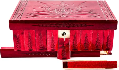 Miniatura 6 de Caja de rompecabezas de madera hecha a mano (grande) clave oculta secreta y compartimento de almacenamiento para anillos, collares, pendientes