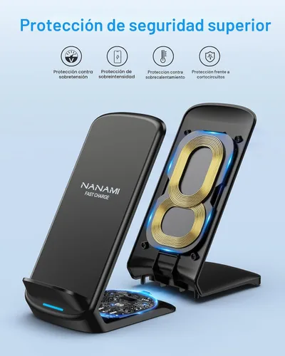 Miniatura 5 de Cargador inalámbrico rápido actualizado NANAMI, soporte de carga inalámbrica certificado Qi compatible con Samsung Galaxy S25/S24/S23/S22/S21/S20