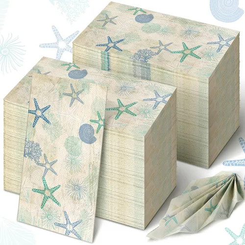 Sinmoe 200 servilletas desechables para invitados, toallas de mano de playa de verano para baño, servilletas de papel desechables de 2 capas para