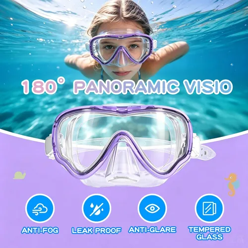 Miniatura 5 de Gafas de natación para niños con cubierta para la nariz, máscara de buceo de esnórquel, antivaho, anti-UV, equipo de esnórquel, gafas de natación