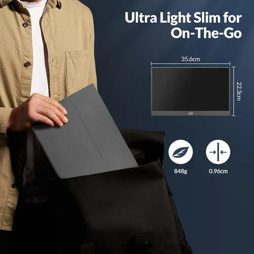 Miniatura 2 de LR Monitor portátil, 15.6 pulgadas 1080P FHD ultra delgado monitor de viaje, USB-C HDMI segunda pantalla externa para laptop, MacBook Surface PC