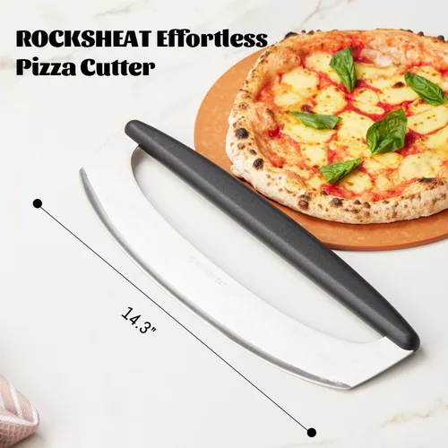 Miniatura 8 de Cortador de pizza y juego giratorio de cáscara de pizza de 12 pulgadas, cáscara de aluminio anodizado con mango de madera, incluye protector