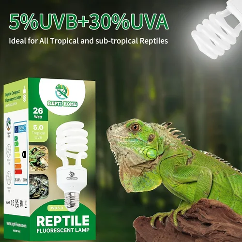 Miniatura 5 de Luz UVB para reptiles 5.0, 26 W Tropical y Subtropical UVA UVB Bombilla para reptiles, Terrario Tropical Compacto Fluorescente Bombilla UVB