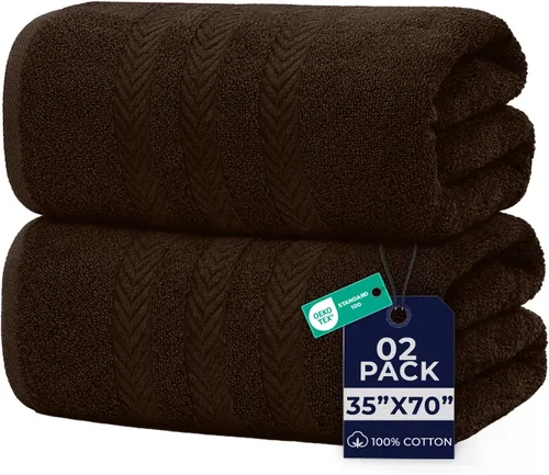 DAN RIVER Paquete de 2 toallas de baño extra grandes de 35 x 70 pulgadas, toallas de baño grandes para adultos, juego de toallas de gran tamaño