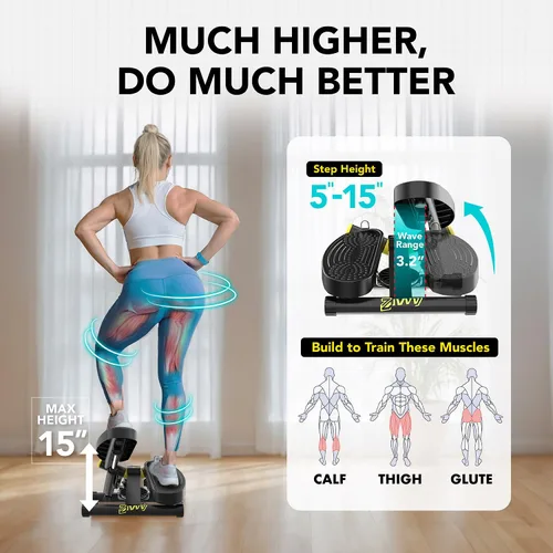 Miniatura 4 de ZIWWVY Máquina paso a paso con bandas de resistencia, mini paso a paso con capacidad de peso de 300 libras, paso a paso giratorio para entrenamiento