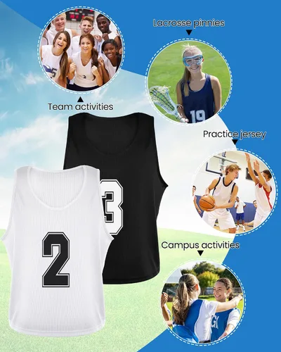 Miniatura 7 de Silkfly Paquete de 24 Chalecos de práctica de equipo juvenil de Pinnies Scrimmage, chaleco de entrenamiento de práctica de baloncesto