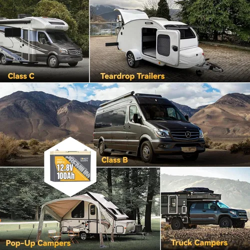 Miniatura 7 de Power Queen Batería LiFePO4 de 12 V 100 Ah, batería de litio del grupo 24, batería de más de 15000 ciclos profundos para caravana con protección BMS