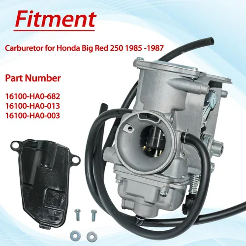 Miniatura 4 de Carburador ATC250ES para Honda Big Red 250 ATC250ES 1985 1986 1987 Carb Assy Reemplazar 16100-HA0-682 con filtro de aire 17254-HA0-000