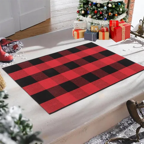 Miniatura 32 de KIMODE Alfombras para puerta delantera de 24"x35", alfombra reversible lavable para decorar el porche de una casa de campo, alfombras a rayas por