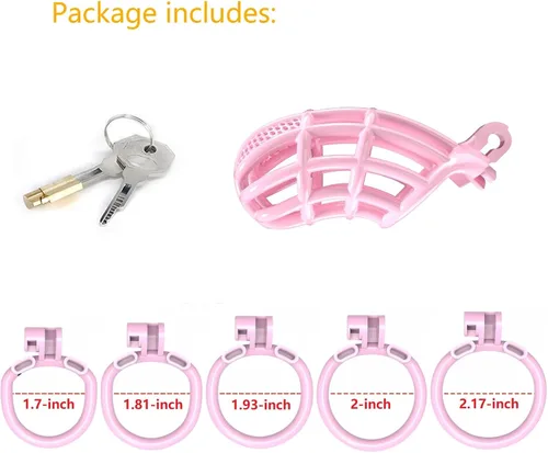 Miniatura 6 de Jaula de castidad masculina Cobra con 5 anillos de resina y cerradura para hombres, transpirable (Grande)