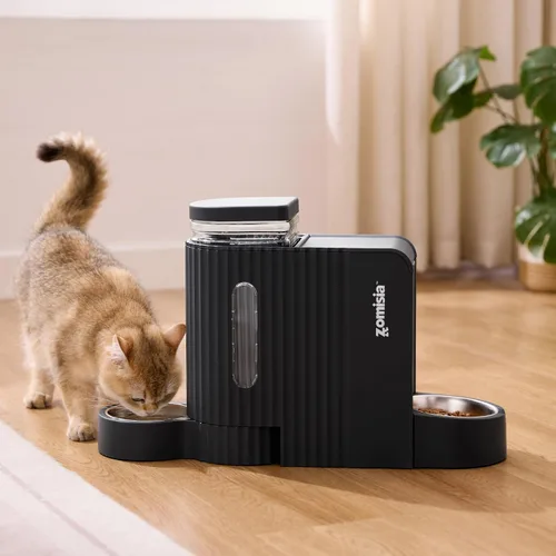 Miniatura 8 de ZOMISIA Alimentador de gravedad para gatos y dispensador de agua con cuencos de acero inoxidable 304, alimentador automático 2 en 1 para gatos