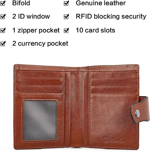 Miniatura 6 de BOSTANTEN Maletín de cuero tipo mensajero, bolsos para portátiles, bolsos para mujeres y mujeres, cartera de cuero con bloqueo RFID, pequeña