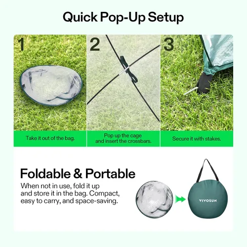 Miniatura 4 de VIVOSUN Invernadero portátil para caminar de 49 x 49 x 63 pulgadas, con cubierta de PVC y base desmontable, emergente instantáneo y plegable, mini