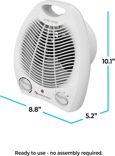 Miniatura 7 de Comfort Zone Calentador de Espacio Portátil Eléctrico de Ventilador Forzado con Termostato Ajustable, Sensor de Sobrecalentamiento, Interruptor
