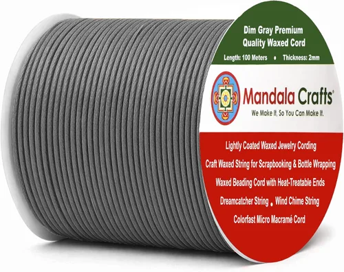 Miniatura 95 de Cuerda Mandala Crafts 0.03 pulgadas 109 yardas para hacer joyería, artesanía, macramé, cuerda de algodón encerado Negro