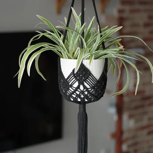 Miniatura 15 de Maceta Colgante con Patrones, Juego de 4 Colgadores de Macramé para Plantas de Interior, para Macetas de hasta 8 Pulgadas, Soporte de Ganchillo Boho