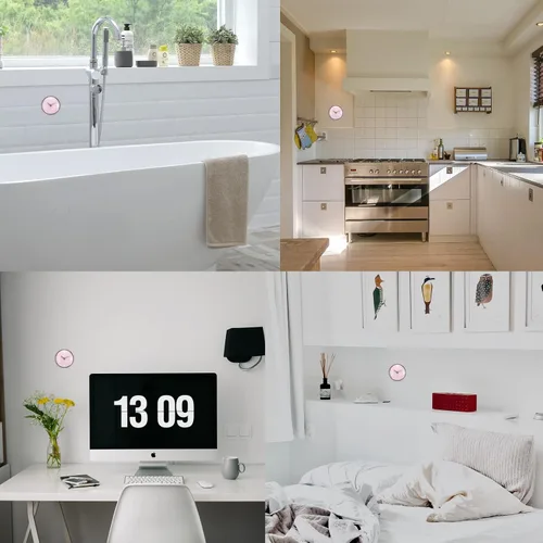 Miniatura 6 de PATIKIL Reloj de baño impermeable, funciona con pilas, mini relojes de pared silenciosos con ventosa negra para ducha, cocina, decoración del hogar