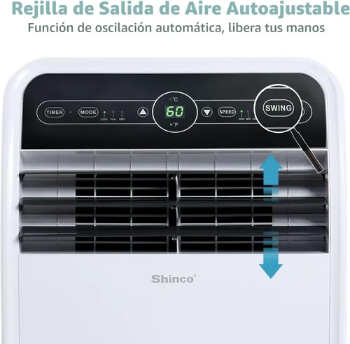 Miniatura 7 de Shinco Aire acondicionado portátil de 12,000 BTU, unidad de CA portátil con modos de enfriamiento integrado, deshumidificador y ventilador