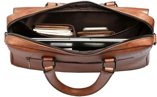 Miniatura 7 de Hebetag Bolso bandolera de cuero pequeño para hombres y mujeres, para viajes al aire libre, negocios