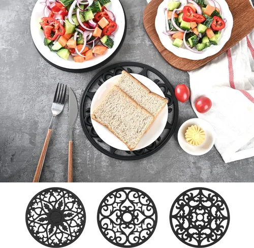 Miniatura 3 de Salvamanteles para platos calientes, salvamanteles de silicona para ollas y sartenes, salvamanteles tallados para cocina, tapete multiusos