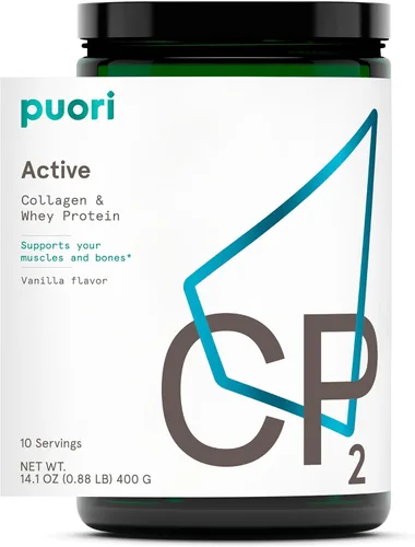 Puori Proteína de suero en polvo con colágeno, CP2 activo, criado en pasto, alimentado con pasto y sin OMG, 100% natural y puro para el crecimiento