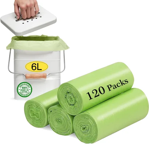 Bolsas de basura pequeñas de 1.2 galones (5 litros), 120 bolsas de basura, bolsas de abono sin perfume para baño, oficina y dormitorio