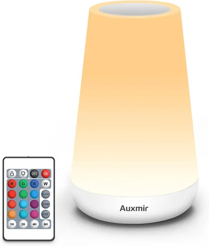 Miniatura 14 de Auxmir Luz Nocturna LED 2 Pack Lámpara de Mesita de Noche con Control Táctil y Remoto, Luz de Mesa Regulable con 13 Colores RGB Cambiantes, 5