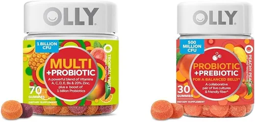 OLLY Gomitas multivitamínicas multiprobióticas para adultos, 1 mil millones de UFC, apoyo digestivo e inmunológico y probióticos + gomita