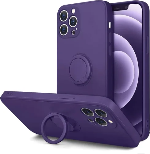 Miniatura 12 de Hython Funda para iPhone 12 Pro Max con Soporte de Anillo [Soporte Magnético Giratório de 360°] [Forro de Microfibra Suave] Borde Chapado en Oro