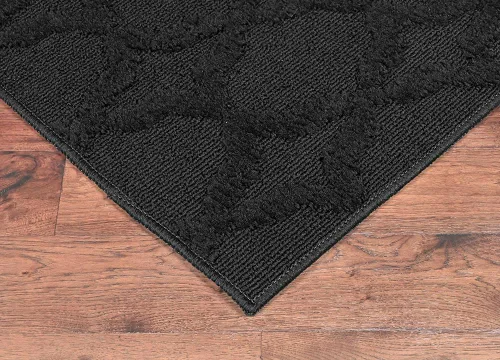 Miniatura 6 de Garland Rug Sparta - Alfombra antideslizante de polipropileno de 2 pies x 12 pies, color negro, ideal para salas de estar y pasillos, elegante