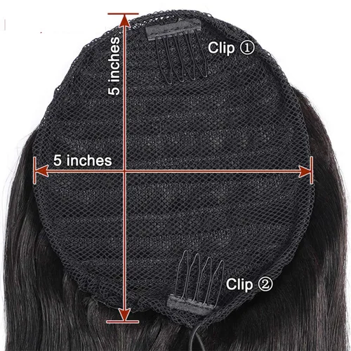 Miniatura 4 de Extensiones de pelo rizado con cordón para cola de caballo, extensiones de cabello humano para mujer con dos clips 1B# 120g/set (71cm)