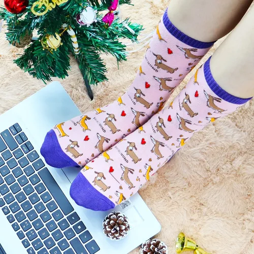 Miniatura 4 de Jeasona Calcetines lindos para mujer, diseño de perro salchicha de pollo, abeja, erizo, panda, regalos para mujer
