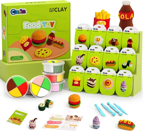 Miniatura 9 de Kits de arcilla seca al aire – 12 cajas de arcilla mágica de modelado para niños, juego de manualidades de arcilla para moldear temática