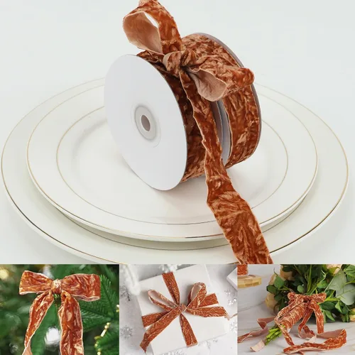 Miniatura 19 de HUIHUANG Cinta de Terciopelo Negro 3/8" Cinta de Terciopelo Arrugado para Adornos de Árbol de Navidad, Envoltura de Regalos, Decoración de Coronas