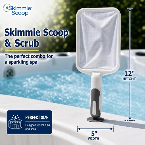 Miniatura 5 de The Skimmie Scoop - Espumador de mano patentado con red de malla fina para spa, bañera de hidromasaje, inmersión fría y limpieza de piscinas