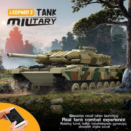Miniatura 7 de Mould King 20020 MOC Leopard 2 tanque de juguete de alta tecnología, juego de bloques de construcción de vehículos militares, bloques de ladrillos