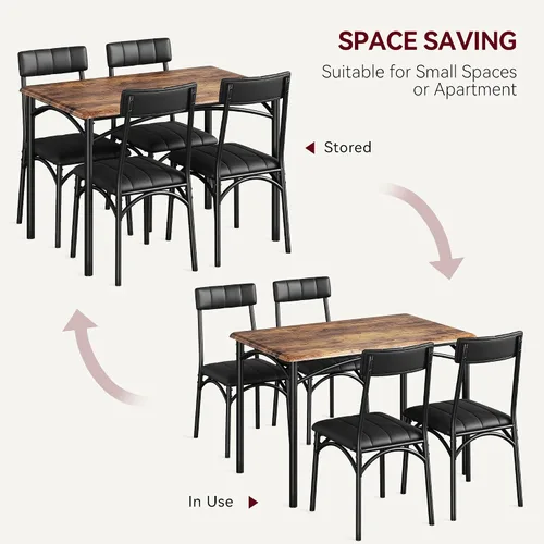 Miniatura 7 de Juego de mesa de comedor para 4, mesa de comedor moderna de cocina con sillas tapizadas, muebles de 5 piezas que ahorran espacio para apartamentos