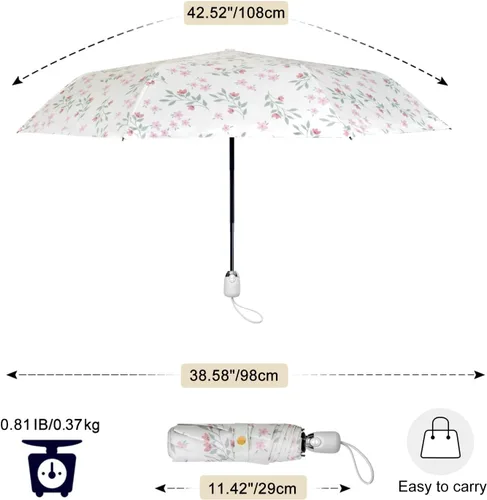 Miniatura 54 de Cuby Paraguas UV compacto plegable paraguas ligero portátil manual paraguas de viaje para resistente a la lluvia y 99% de protección UV con Negro